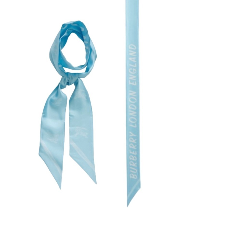 BURBERRY Skinny Silk Scarf- Topaz Blue